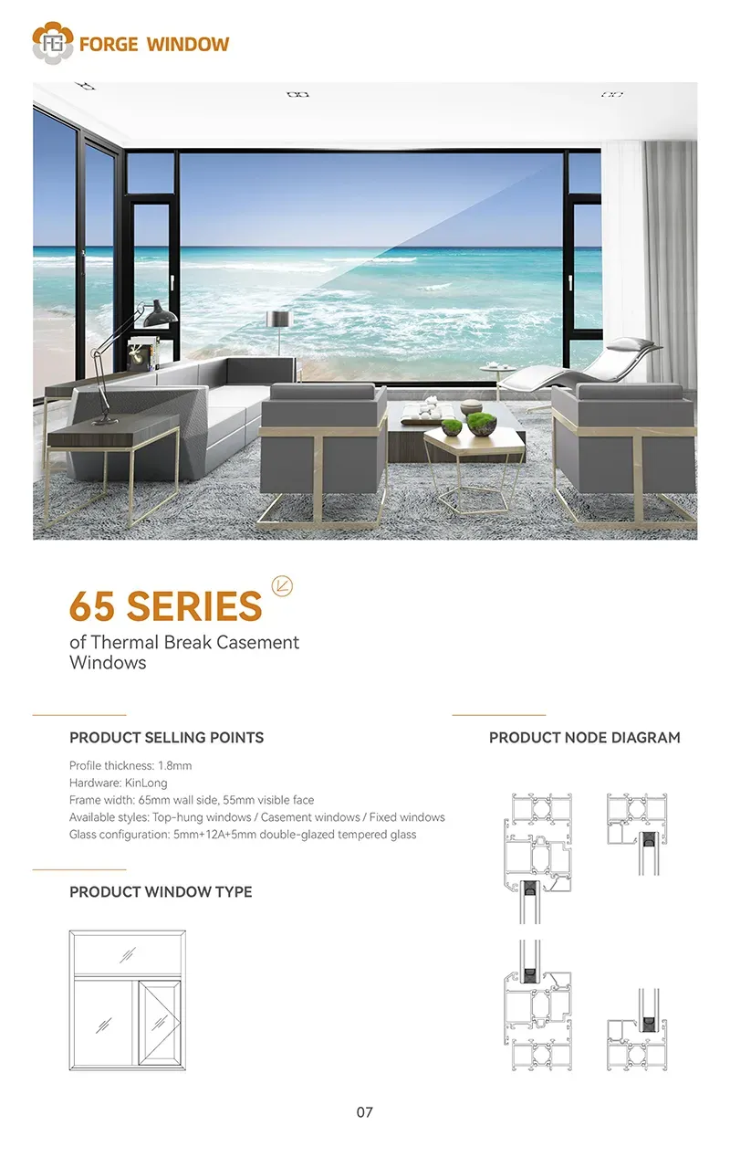 ภาพประกอบ ซีรีส์ ฉนวนกันความร้อน หน้าต่างบานเปิด(.มม.) 65 1.8mm